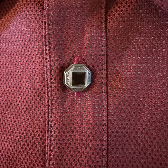 Men's Stubbs Long Sleeve Maroon Black High End Western Wear Shirt SZ M - Picture 4 of 9
